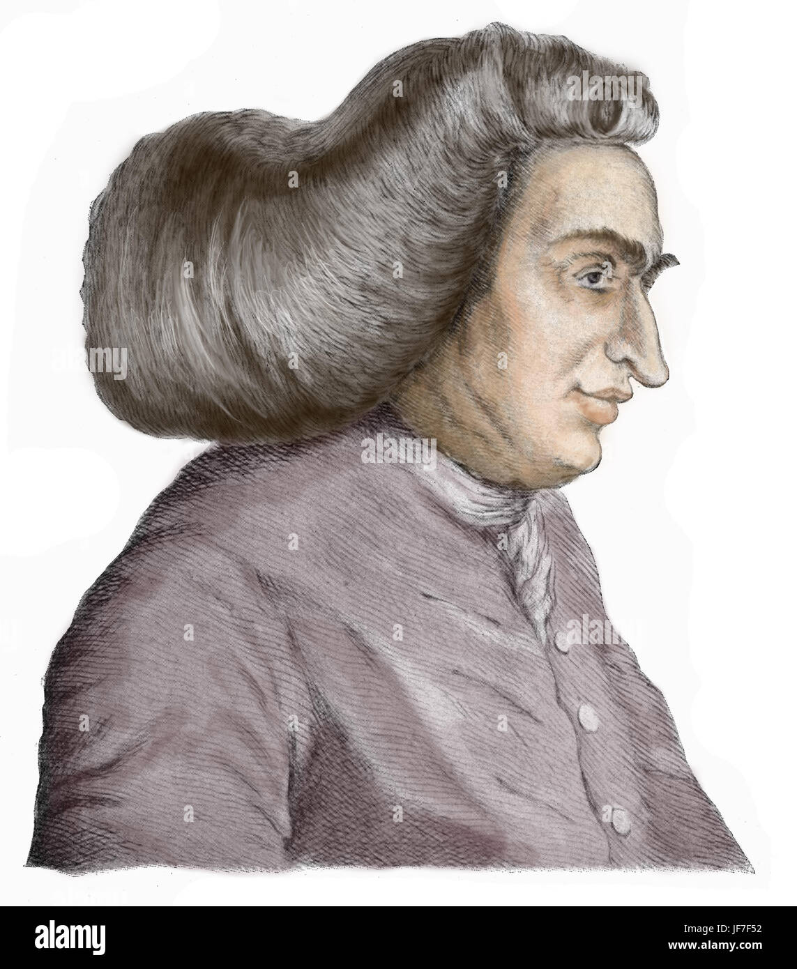 Samuel Johnson - Ritratto di P S Lamborn. Inglese saggista, biografo, lessicografo e critico della letteratura inglese, 18 settembre 1709 - 13 dicembre 1784. Versione Colorised. Foto Stock