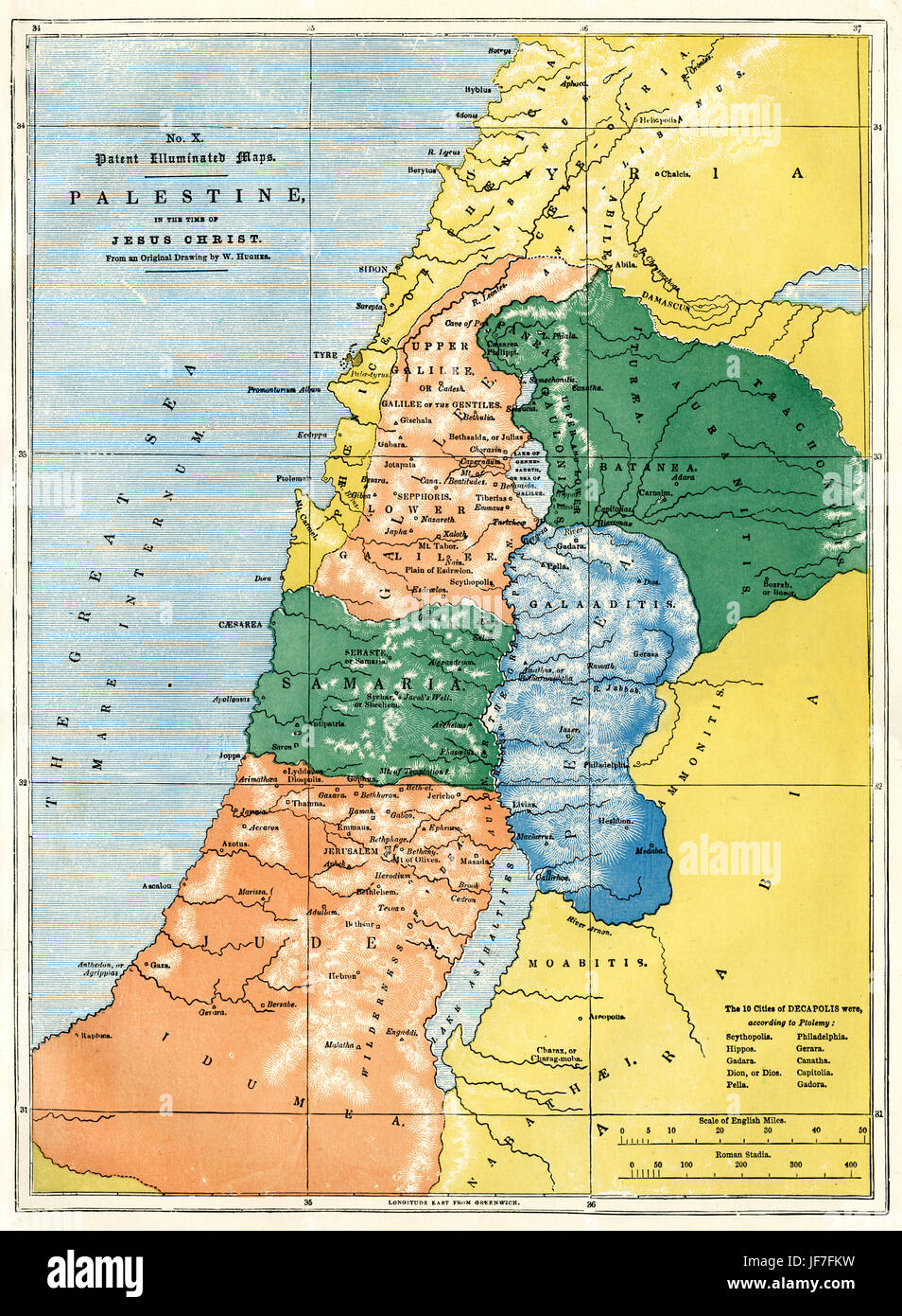 Mappa Che Mostra La Palestina Al Tempo Di Gesu Cristo Dal Disegno Originale Da W Hughes Foto Stock Alamy