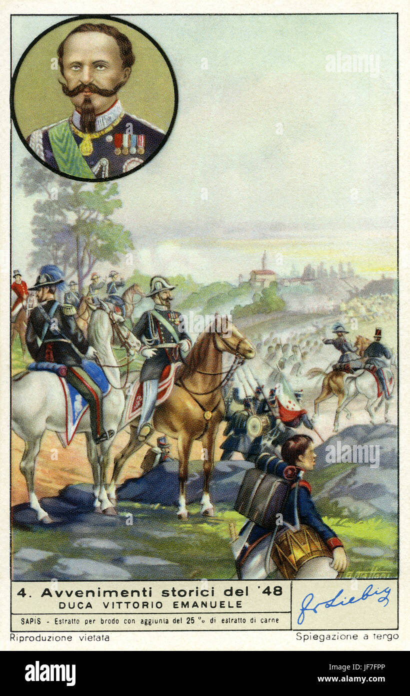 Vittorio Emanuele./ Vittorio Emanuele II . Il re di Sardegna e primo re d'Italia nel 1861. Conosciuto come Padre della Patria / Padre della Patria. Eventi del 1848 rivoluzione in Italia Foto Stock