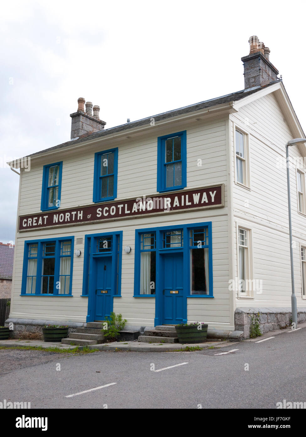 Il Grande Nord della Scozia Railway Building a Breamar, Scotland, Regno Unito. Foto Stock
