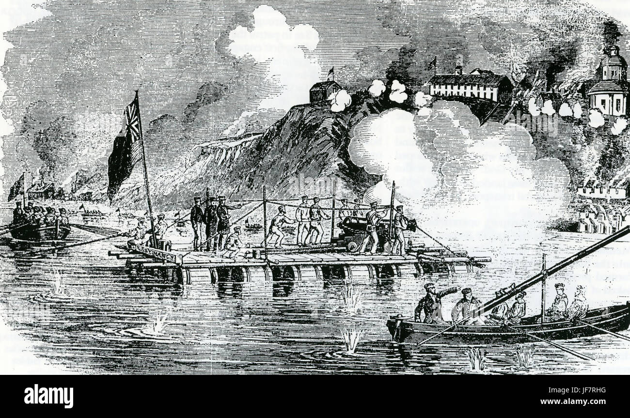 Assedio di Taganrog, Russia, dalla Flotta Alleata nel maggio 1855 Foto Stock