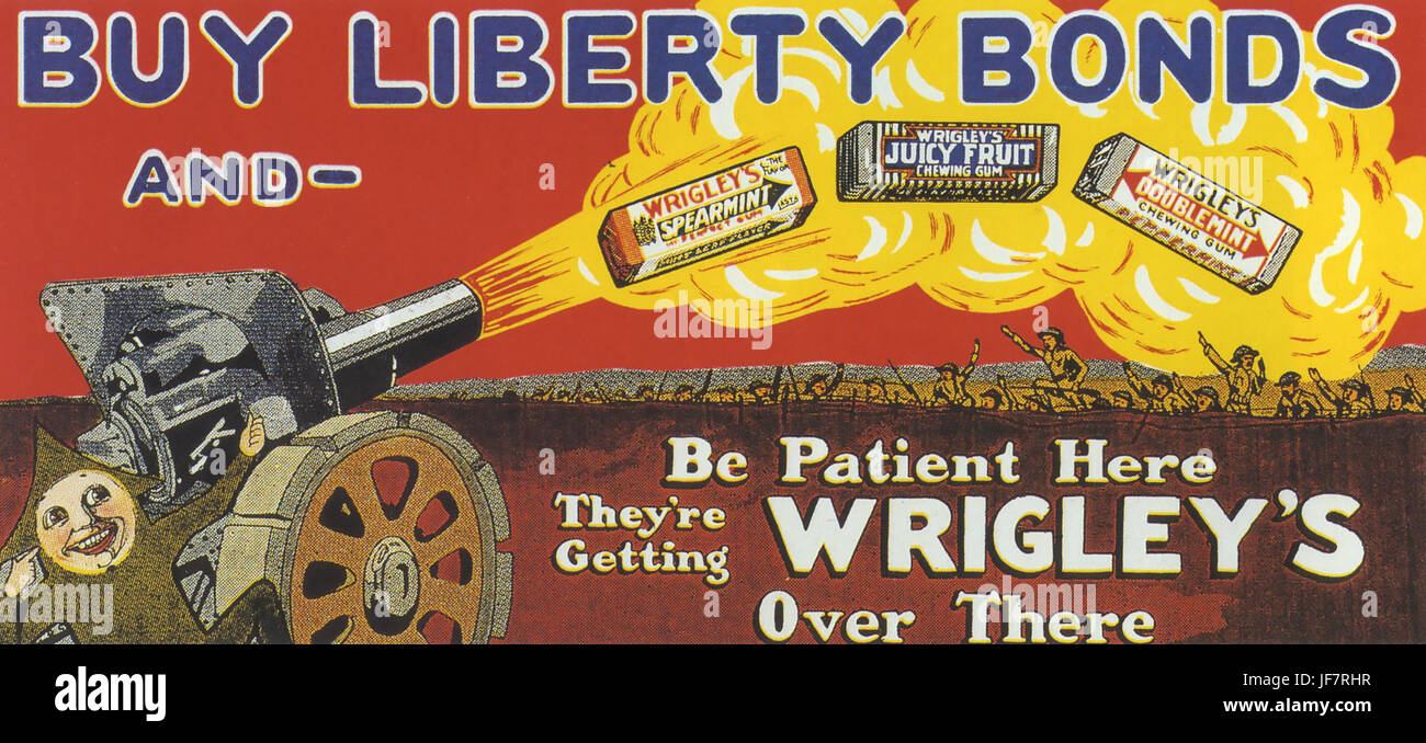 WRIGLEY LA GOMMA DA MASTICARE American WWI poster per legami Liberty Foto Stock