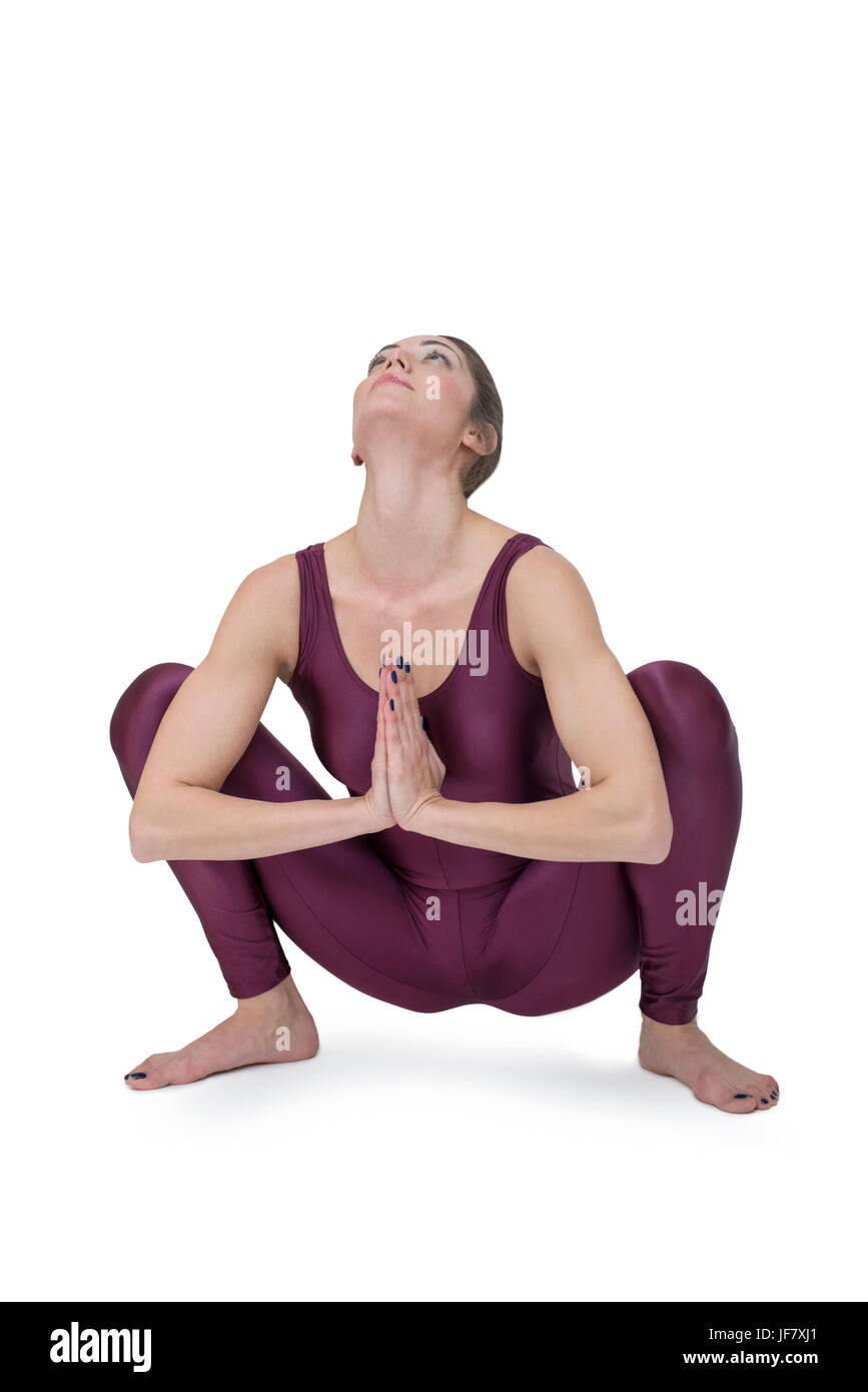 Donna fare yoga, il concetto di vita sana e naturale equilibrio tra il corpo e lo sviluppo mentale Foto Stock