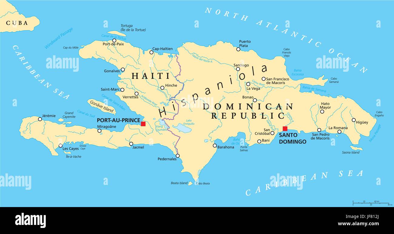 Repubblica dominicana, Haiti, mappa, Atlas, mappa del mondo, viaggi, atlantico Illustrazione Vettoriale