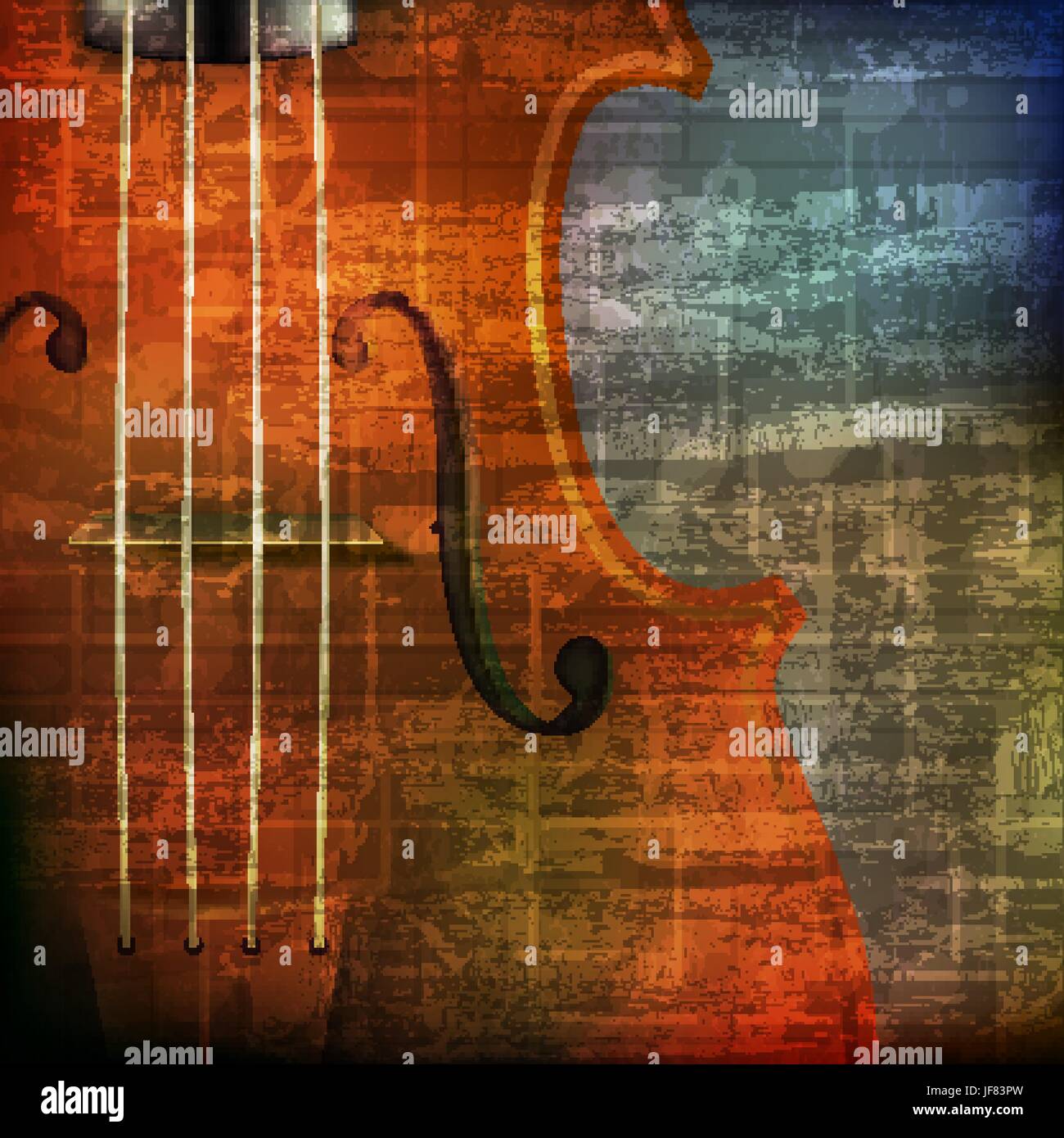 Abstract sfondo grunge con violino Illustrazione Vettoriale