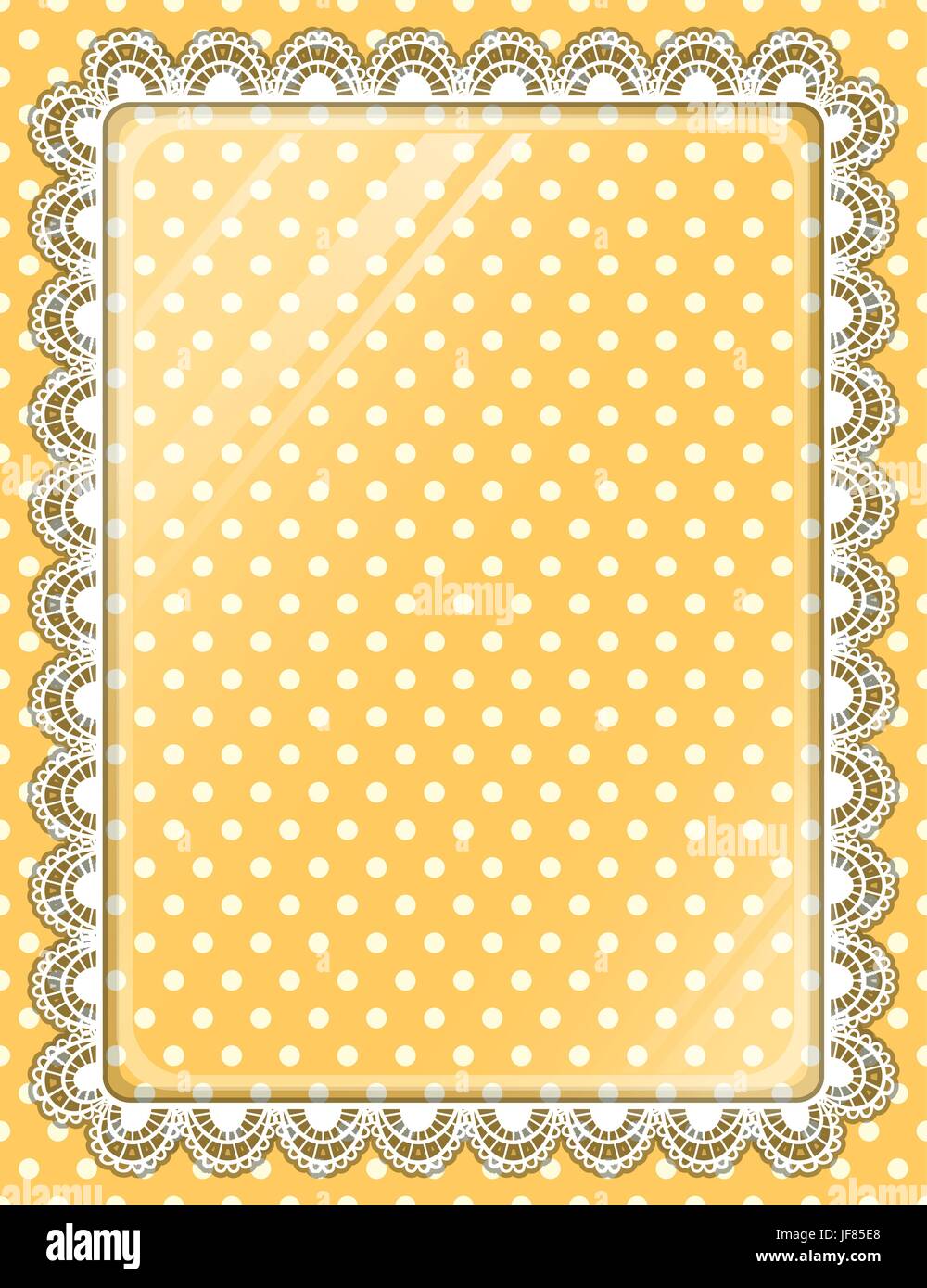 Telaio in pizzo con vetro sullo sfondo a pois Illustrazione Vettoriale