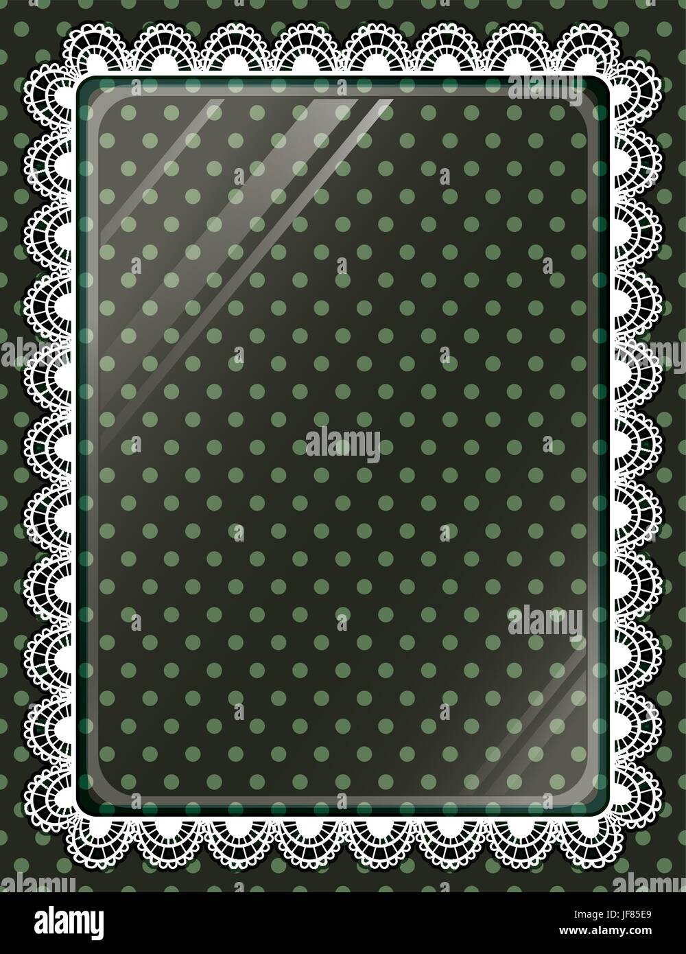 Telaio in pizzo con vetro sullo sfondo a pois Illustrazione Vettoriale