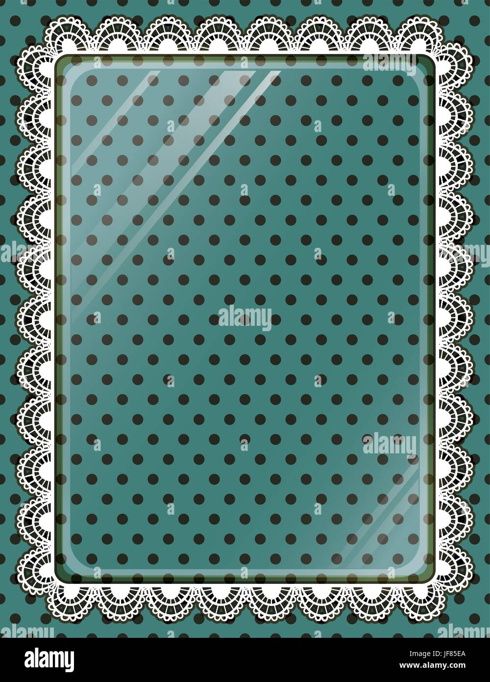 Telaio in pizzo con vetro sullo sfondo a pois Illustrazione Vettoriale