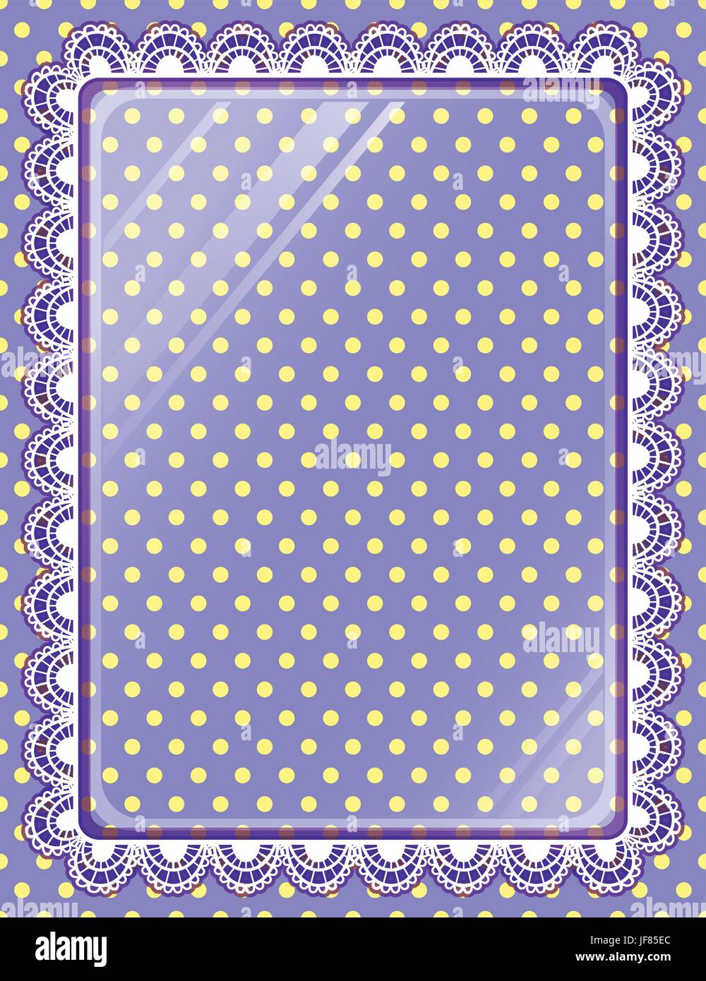 Telaio in pizzo con vetro sullo sfondo a pois Illustrazione Vettoriale