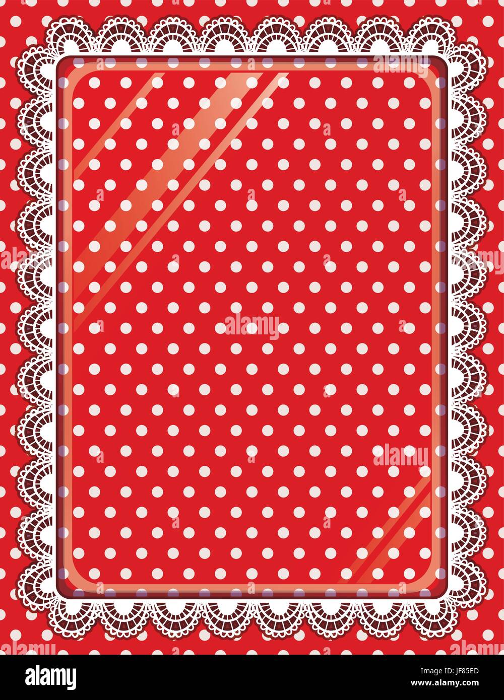 Telaio in pizzo con vetro sullo sfondo a pois Illustrazione Vettoriale