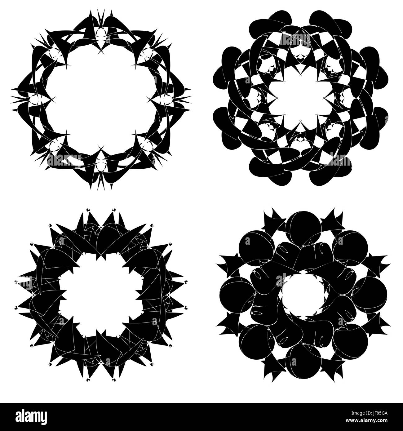 Set cerchio di elementi isolati su sfondo bianco Illustrazione Vettoriale