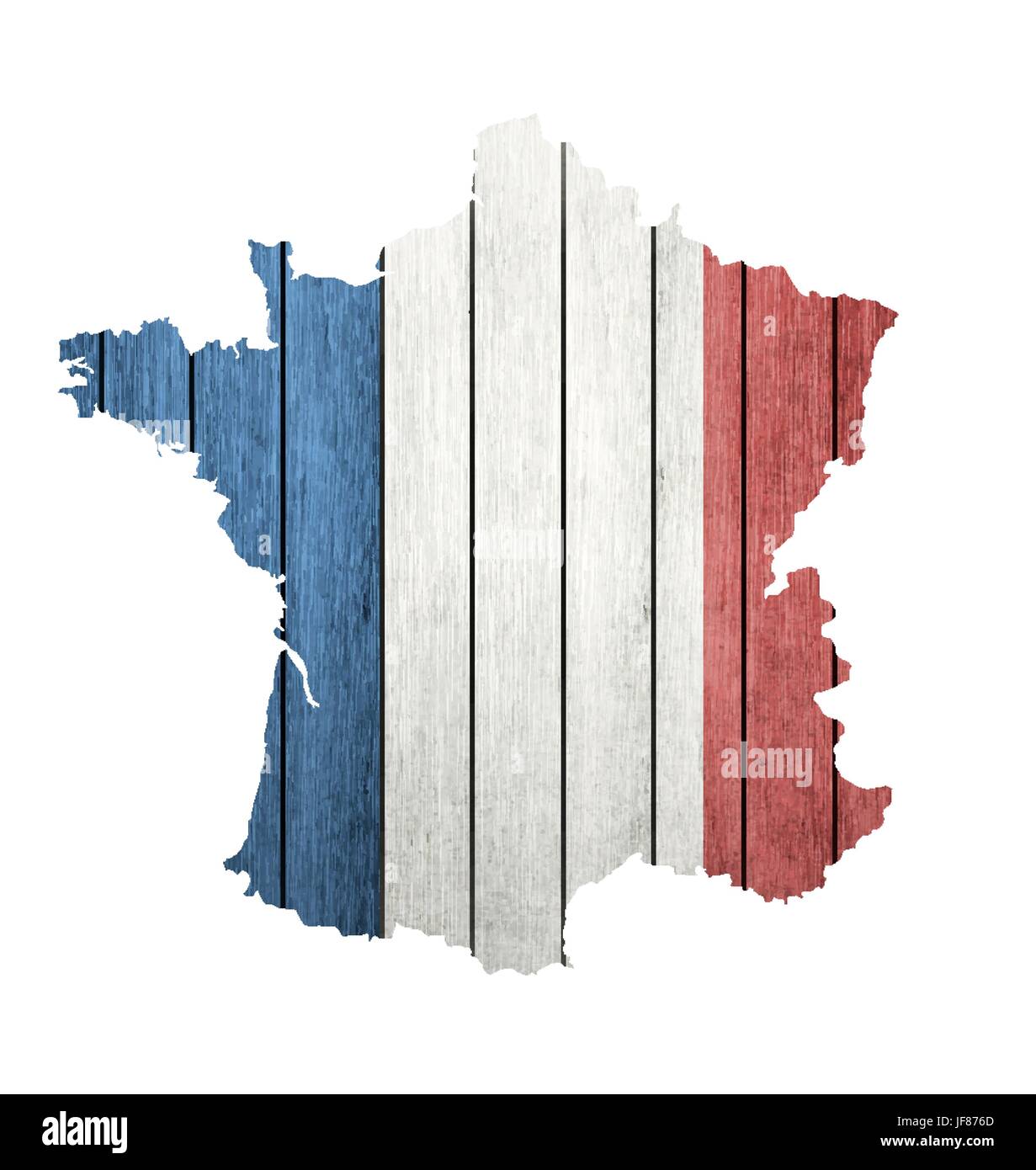 Mappa Francia con bandiera in legno Illustrazione Vettoriale