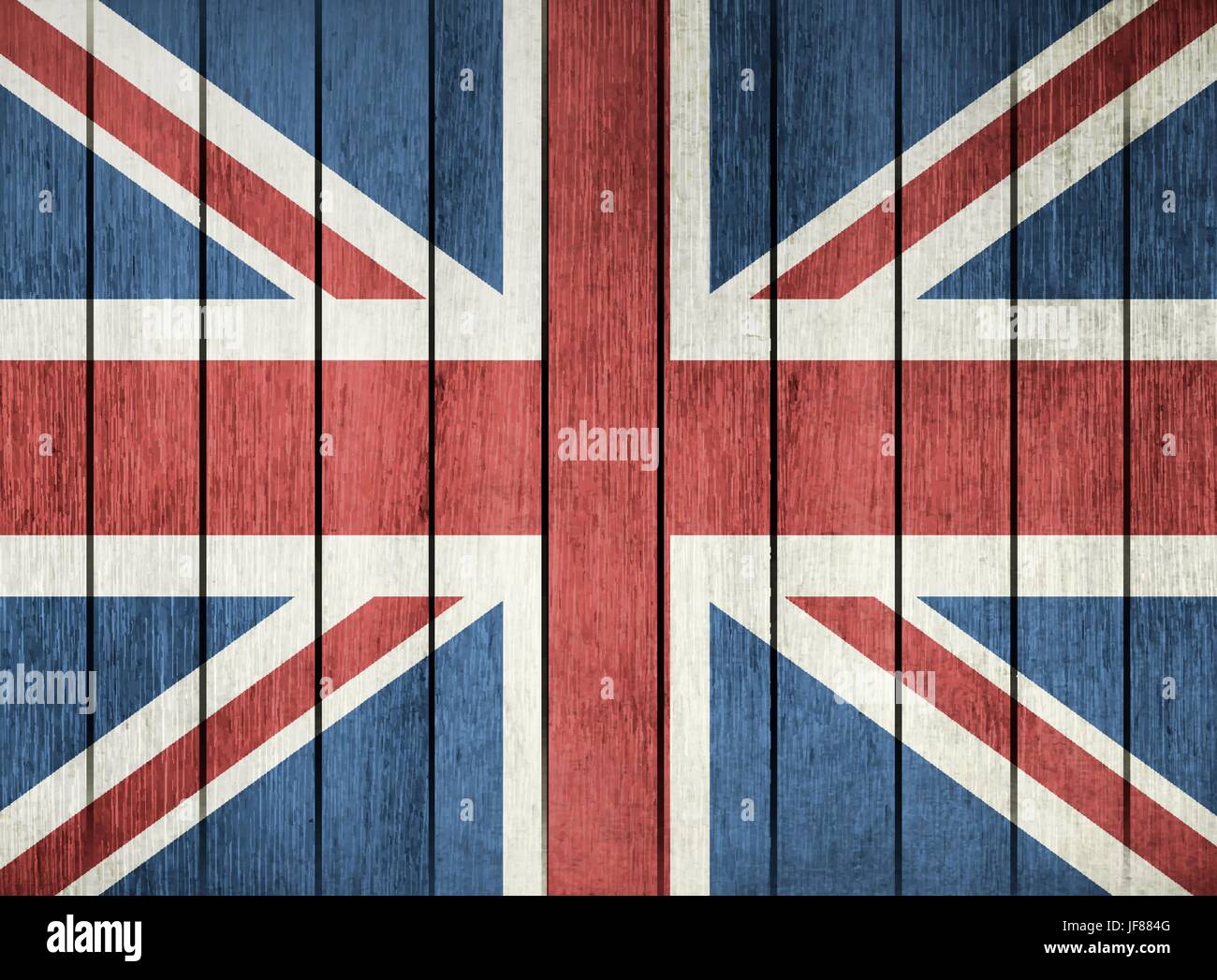 Bandiera di legno del Regno Unito di Gran Bretagna e Irlanda del Nord Illustrazione Vettoriale