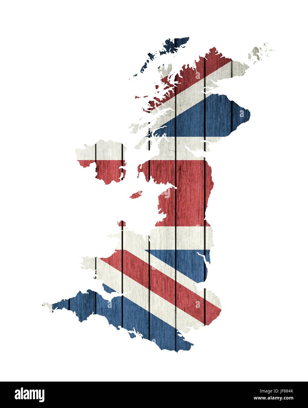 Regno Unito Mappa con bandiera in legno Illustrazione Vettoriale