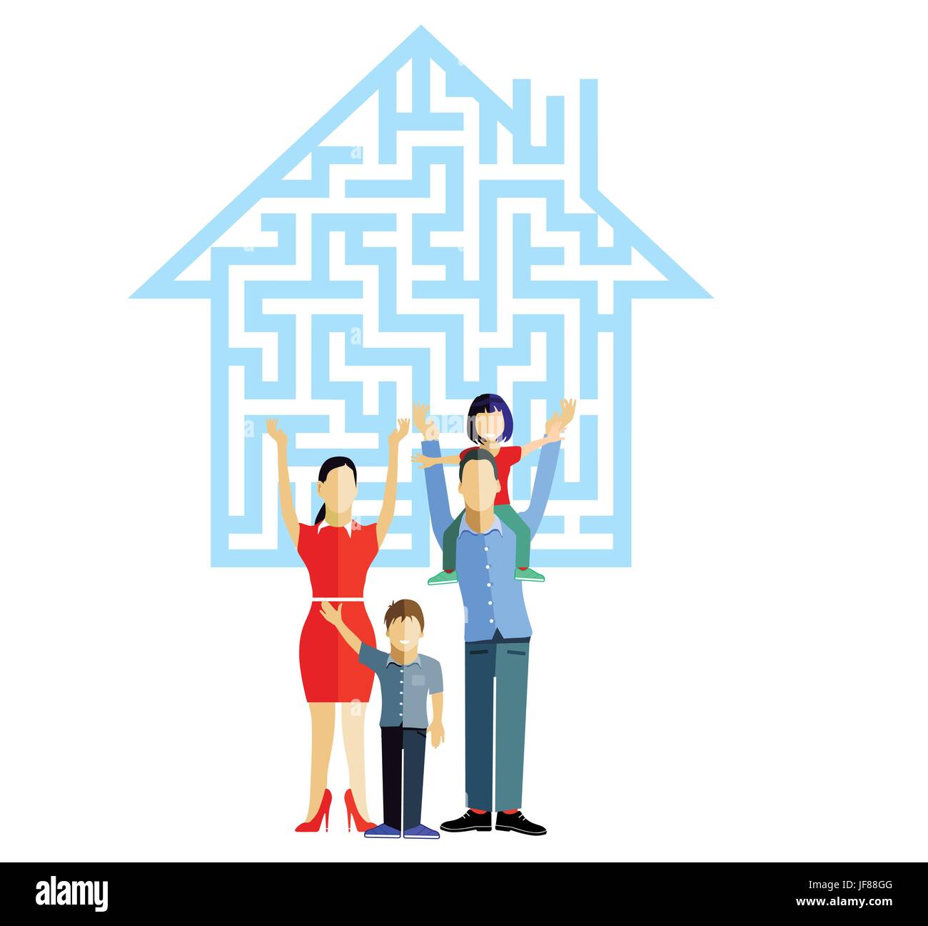 Casa della famiglia con la famiglia Illustrazione Vettoriale