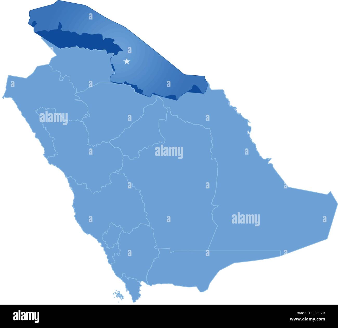 Mappa di Arabia Saudita, la regione i confini del Nord Illustrazione Vettoriale