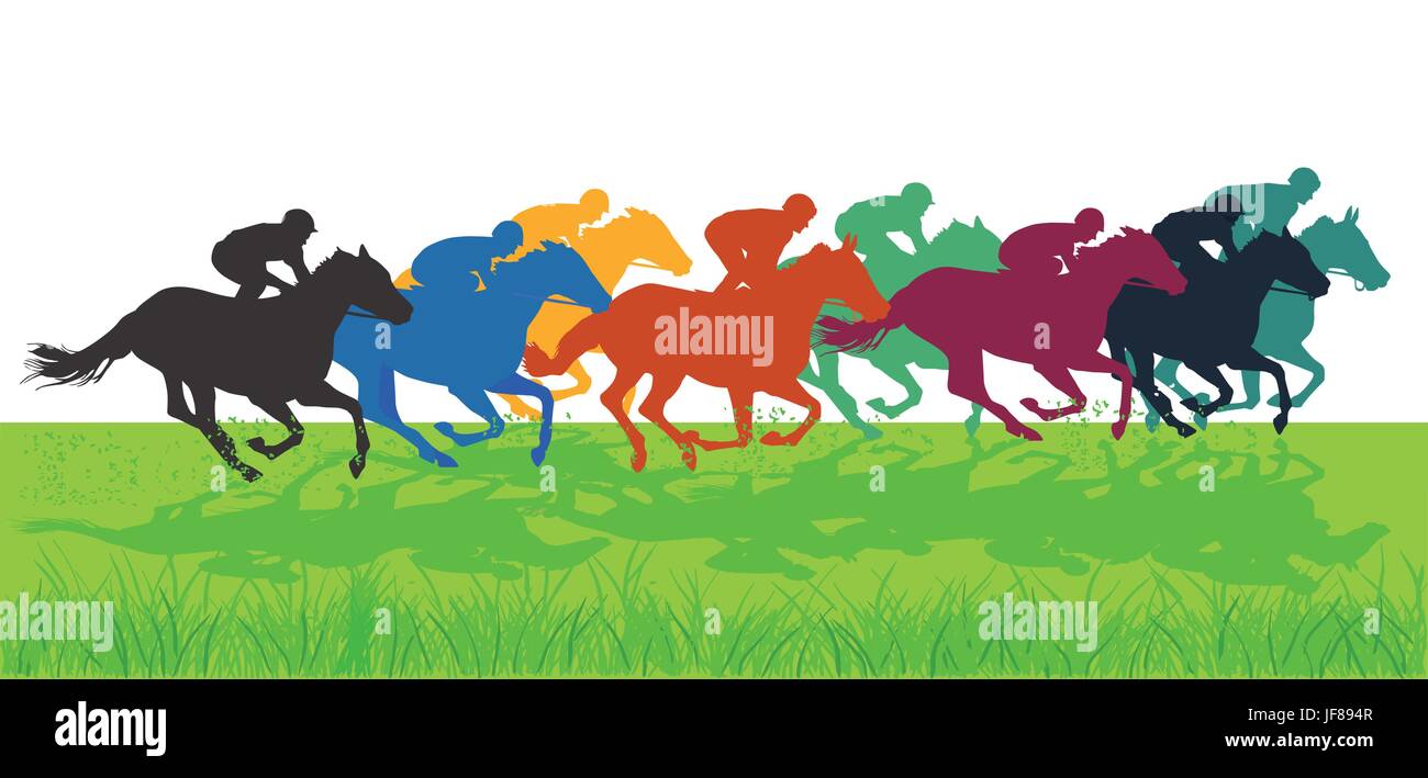 Cavalli al galoppo con fantini Illustrazione Vettoriale