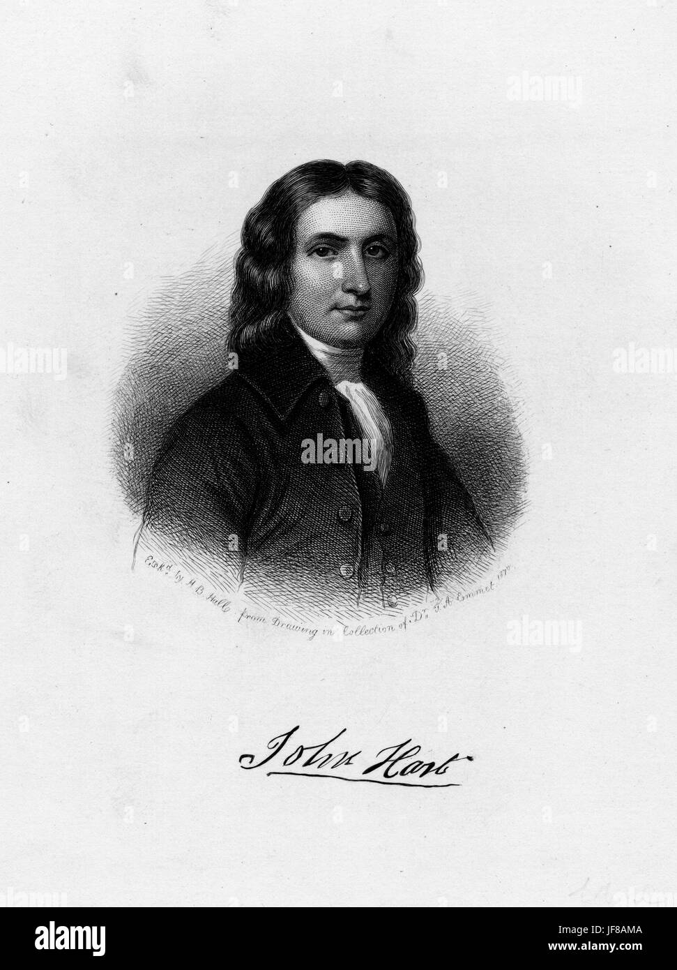 Incisi ritratto di John Hart, politico e firmatario della dichiarazione di indipendenza, 1849. Dalla Biblioteca Pubblica di New York. Foto Stock