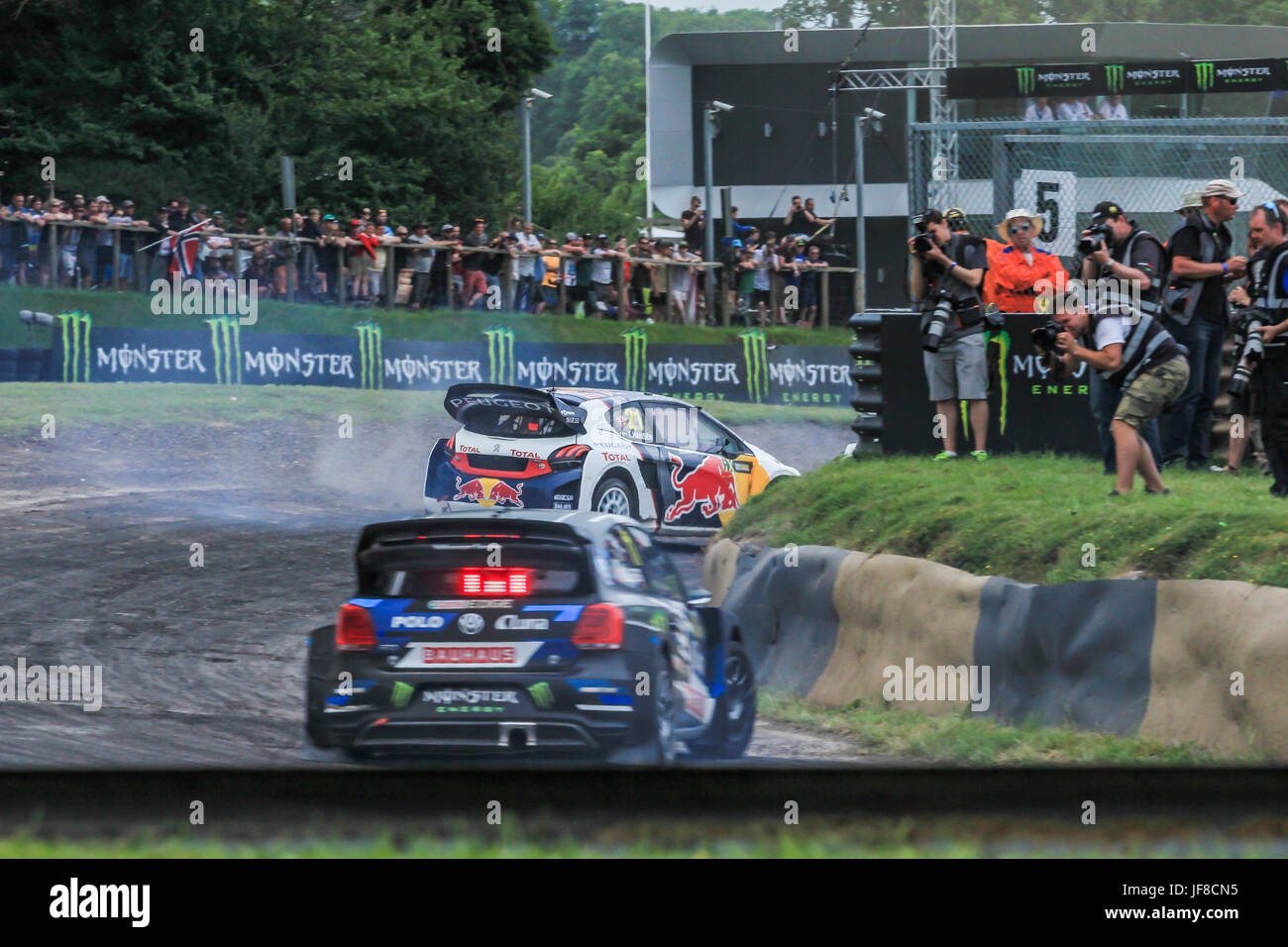 Lydden Hill Racing sul circuito di ultimo giorno del mondiale Rally Cross che si terrà qui, WRX si allontana dal suo luogo di nascita per la pista di Silverstone. Foto Stock