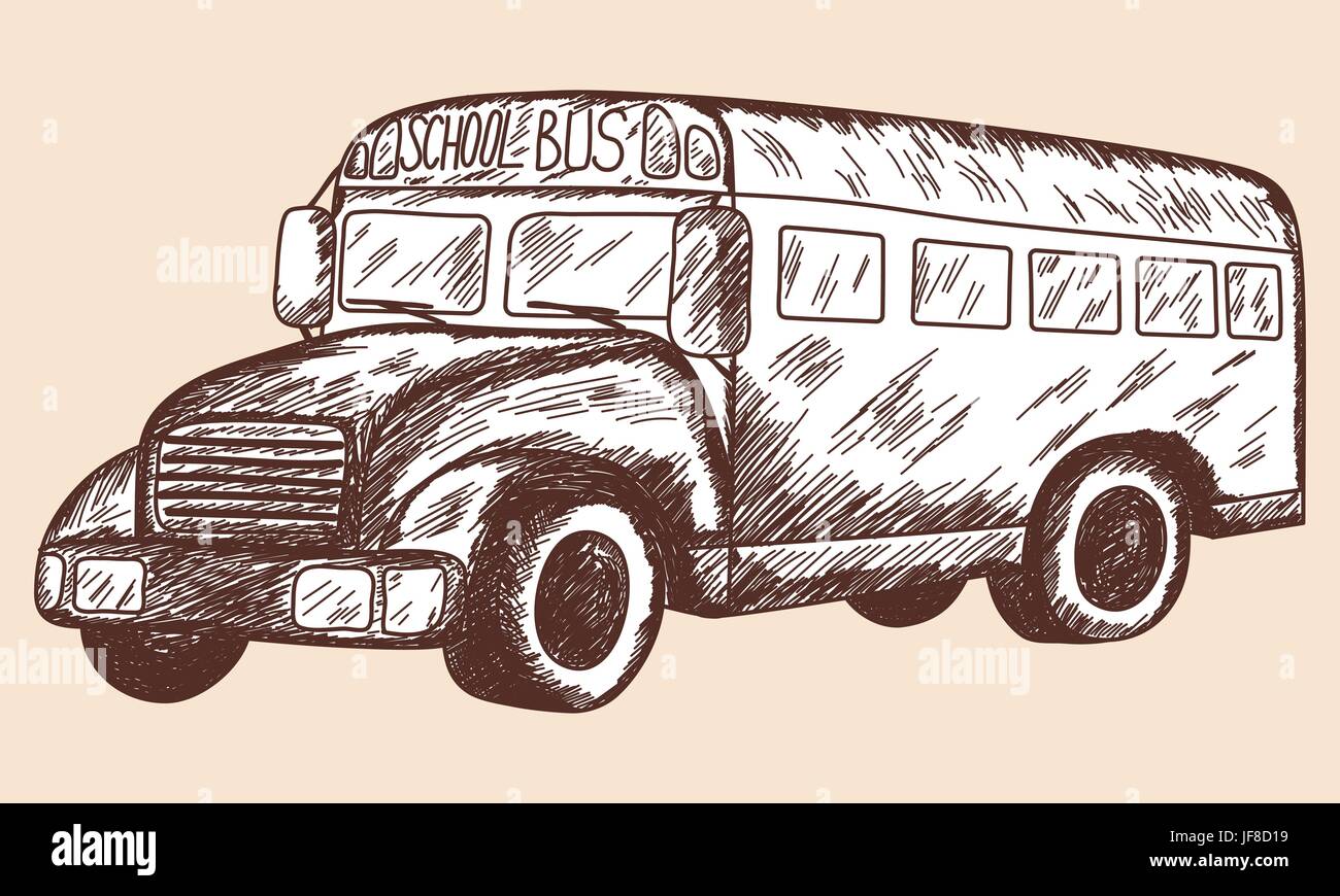 Bus di scuola di disegno Illustrazione Vettoriale