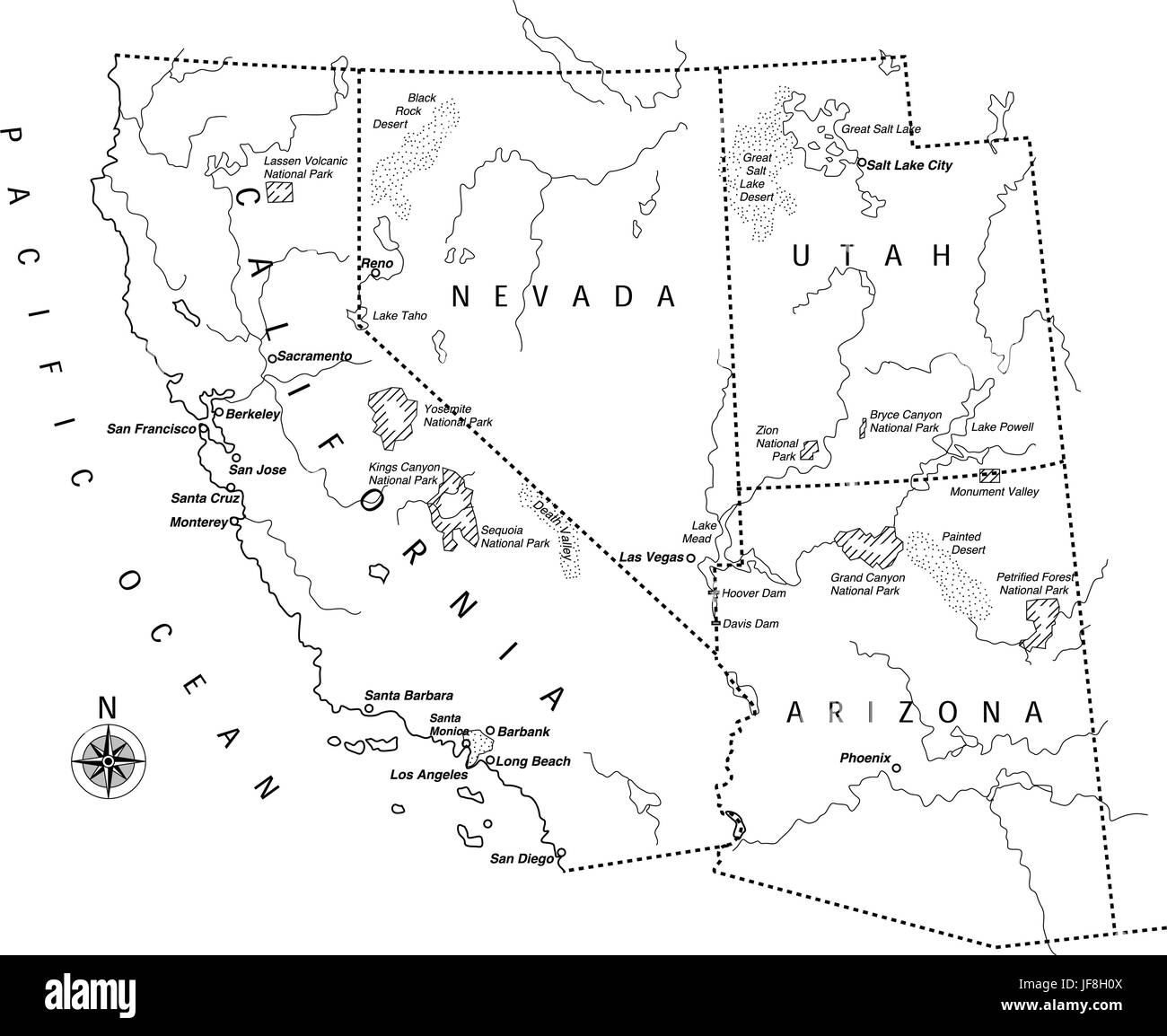 Mappa di stato degli Stati Uniti Illustrazione Vettoriale
