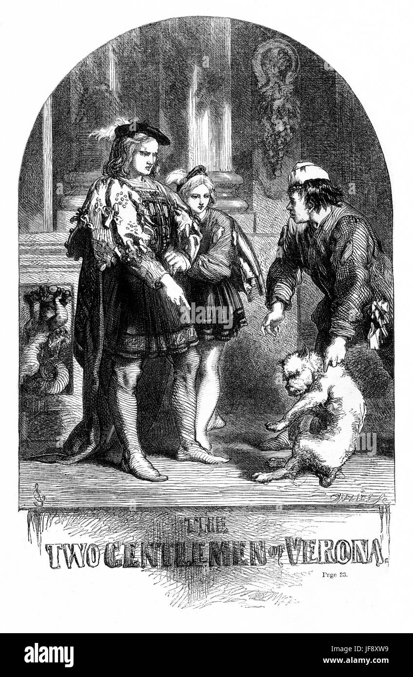 Due Signori di Verona, giocare William Shakespeare (1564 - 1616). Pagina titolo illustrazione di John Gilbert (1817 - 1897). Foto Stock