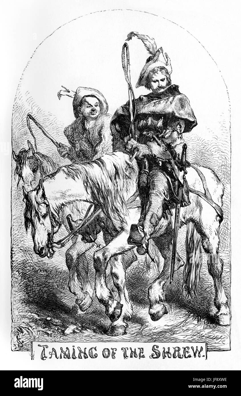 Addomesticare la megera, giocare William Shakespeare (1564 - 1616). Pagina titolo illustrazione di John Gilbert (1817 - 1897). Foto Stock
