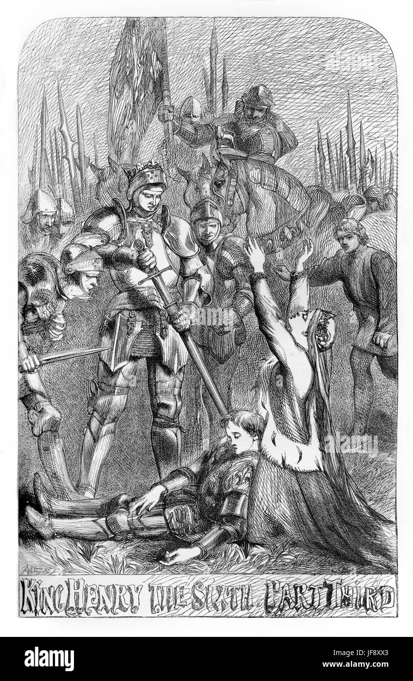Il re Enrico la sesta parte 3, giocare William Shakespeare (1564 - 1616). Pagina titolo illustrazione di John Gilbert (1817 - 1897). Foto Stock