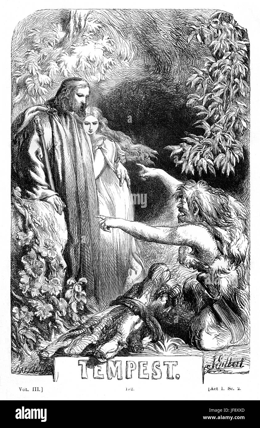 La Tempesta, giocare William Shakespeare (1564 - 1616). Pagina titolo illustrazione di John Gilbert (1817 - 1897). Foto Stock