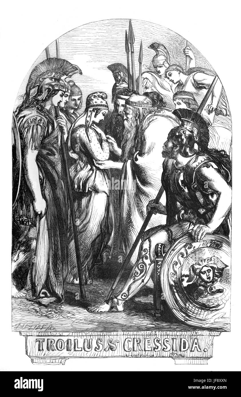 Troiolo e Cressida, giocare William Shakespeare (1564 - 1616). Pagina titolo illustrazione di John Gilbert (1817 - 1897). Foto Stock