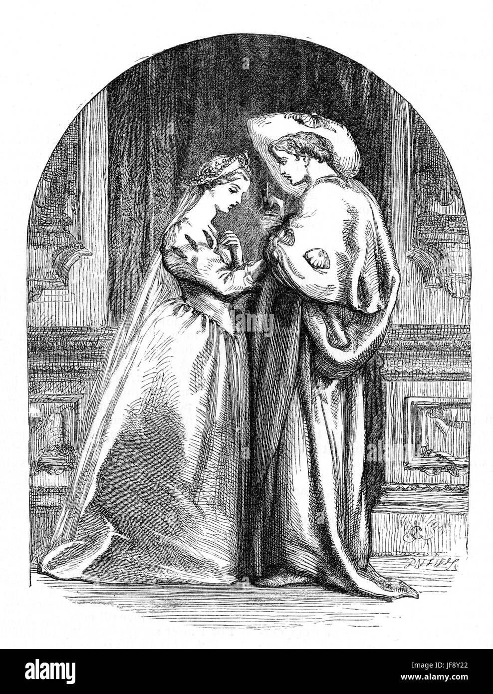 Romeo e Giulietta, Play by William Shakespeare (26 Aprile 1564 - 23 Aprile 1616). Illustrazione da Sir John Gilbert RA (21 luglio 1817 - 5 ottobre 1897), incisa da Dalziel Foto Stock