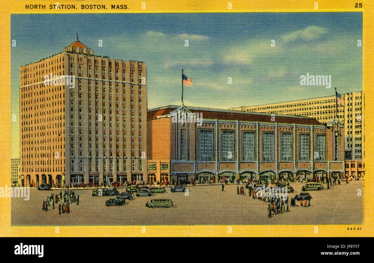 La stazione nord di Boston, Massachusetts. American ferrovie, xx secolo cartolina Foto Stock