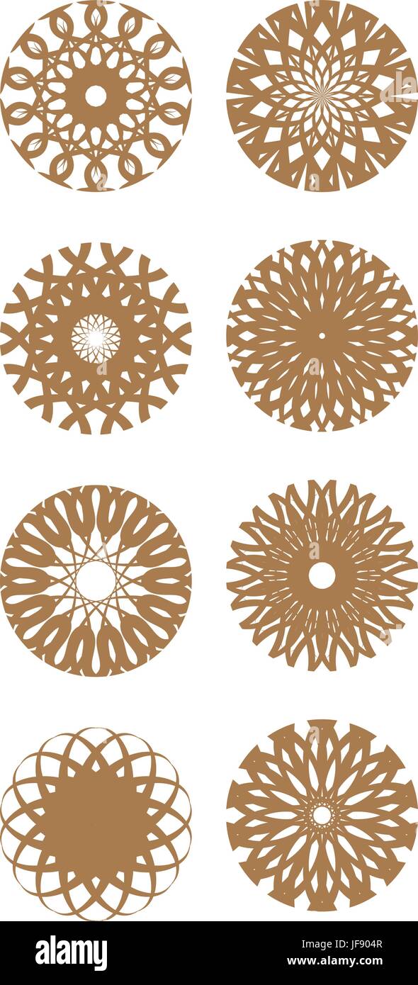Set di vettore di ornamenti rotondo Illustrazione Vettoriale