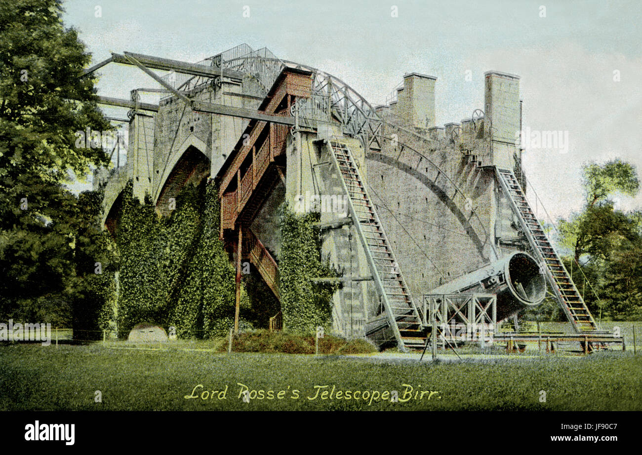 Le Rosse di sei piedi telescopio ( noto anche come Leviatano di Parsonstown). Un telescopio a riflessione di 72 A (1,8 m) apertura, che wa telescopio più grande del mondo dal 1845 fino alla costruzione del 100 pollici (2,5 m) Hooker telescopio nel 1917. Le Rosse di sei piedi telescopio fu costruito da William Parsons, 3° Conte di Rosse sulla sua tenuta, Birr Castello, a Parsonstown, Irlanda Foto Stock