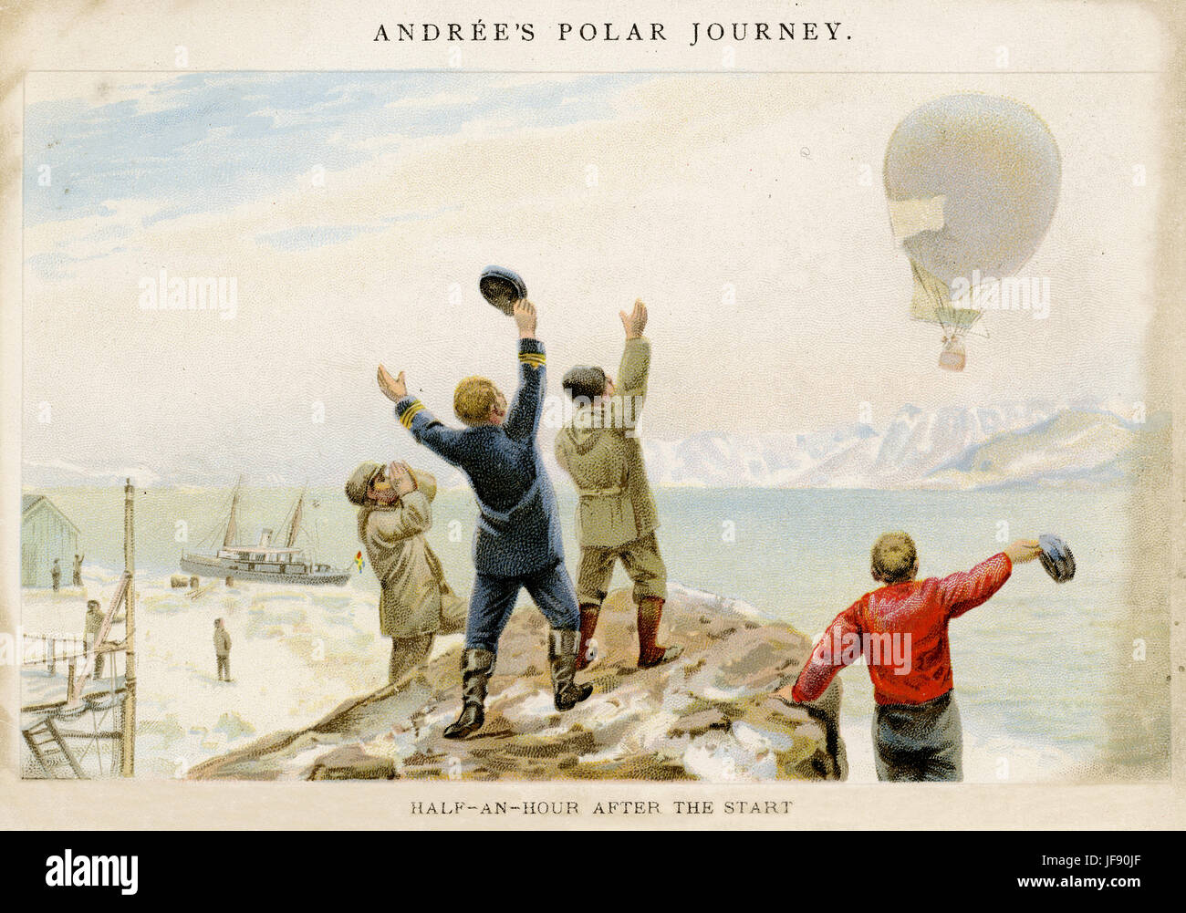 La spedizione artica di Salomon August Andrée al Polo Nord, 1897, tentare di raggiungere il polo in un palloncino di idrogeno. Passando sopra il nord della Svezia mezz'ora nel palloncino di viaggio. Asa: Swedish Polar explorer 1854 - 1897 Foto Stock