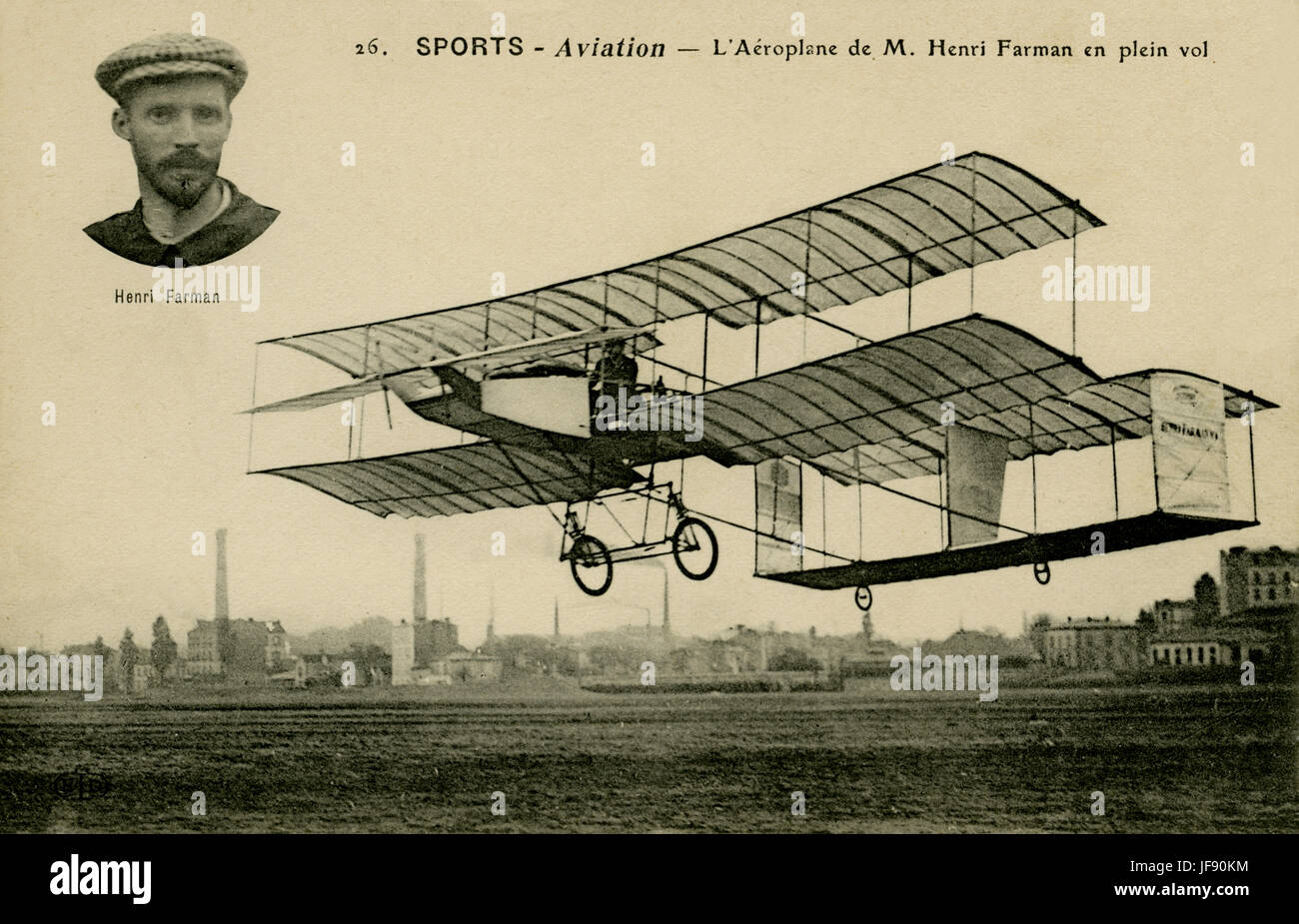 Farman aereo, piano progettato da aviatore anglo-francese Henry () Henri Farman, nei primi anni del XX secolo. Foto Stock