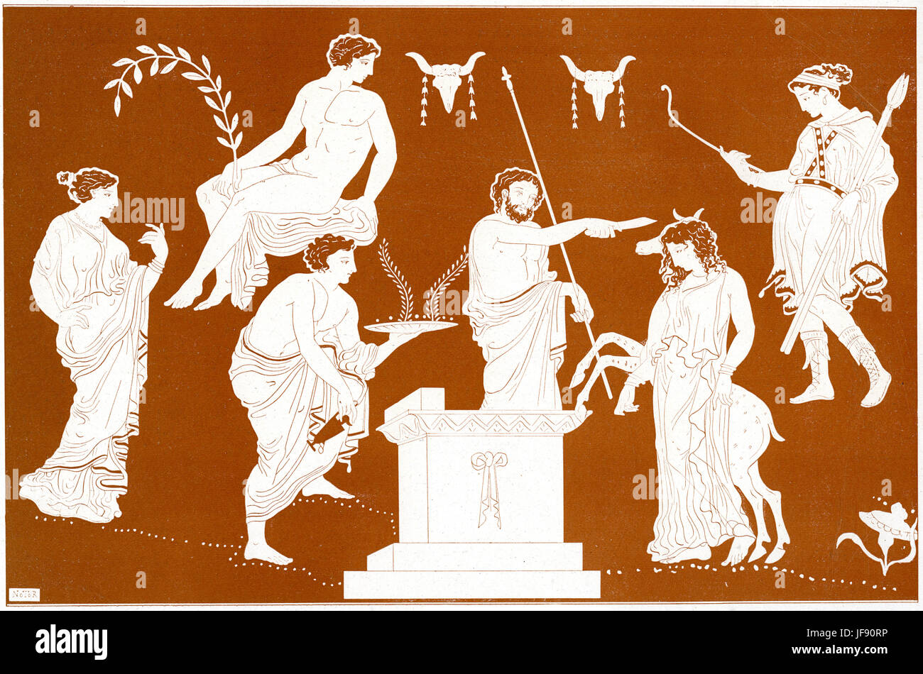 Il sacrificio di Iphigenia da Agamennone. La mitologia greca. Xix secolo  illustrazione in stile greco antico rosso figura in ceramica Foto stock -  Alamy