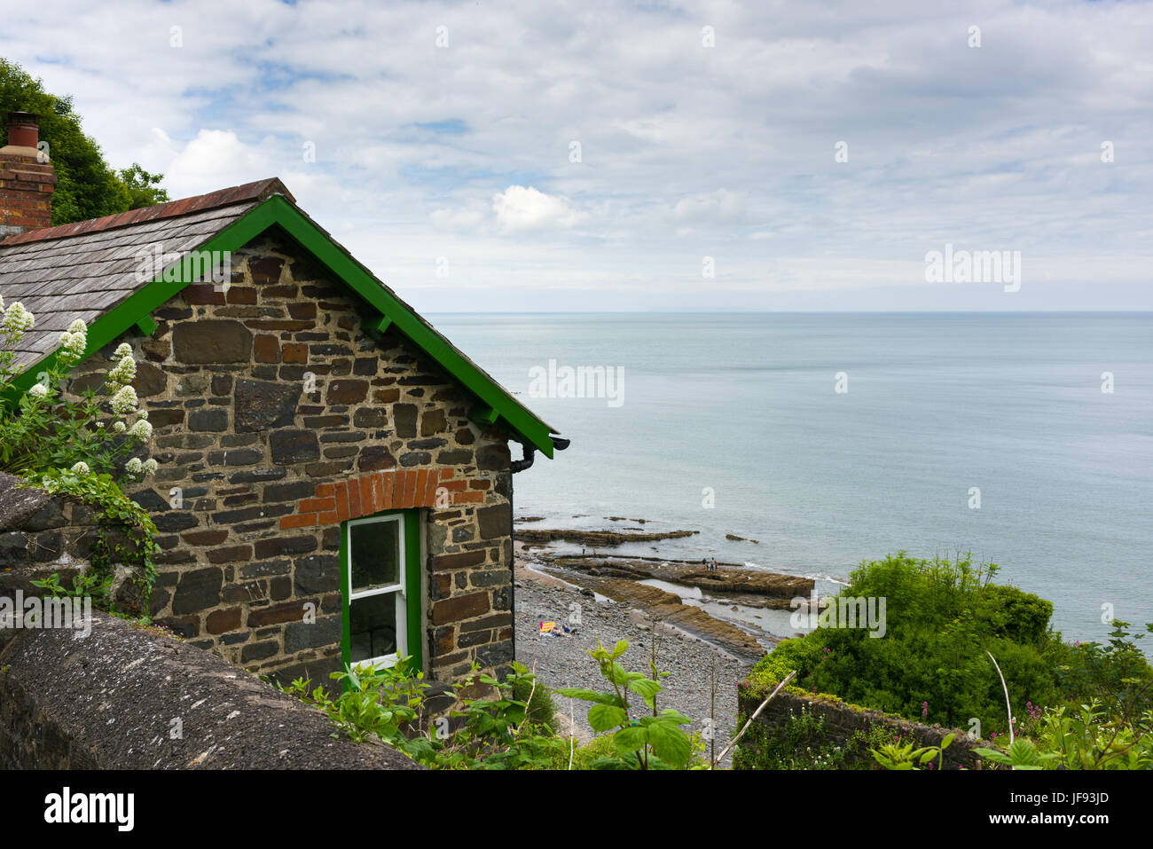 Bucks Mills cabina, il rifugio di artisti nel villaggio costiero di Buck mulini dell ultimo utilizzato da Judith Ackland e Maria Stella Edwards e ora di proprietà del National Trust. North Devon, Inghilterra Foto Stock