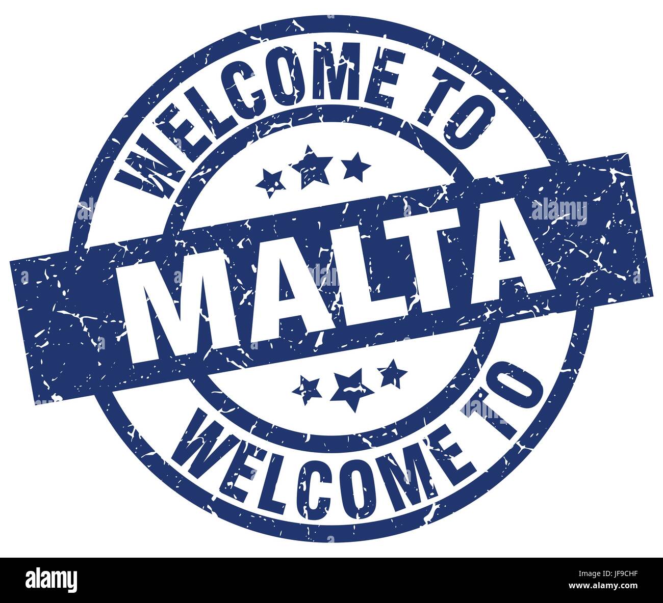 Benvenuto a Malta timbro blu Illustrazione Vettoriale