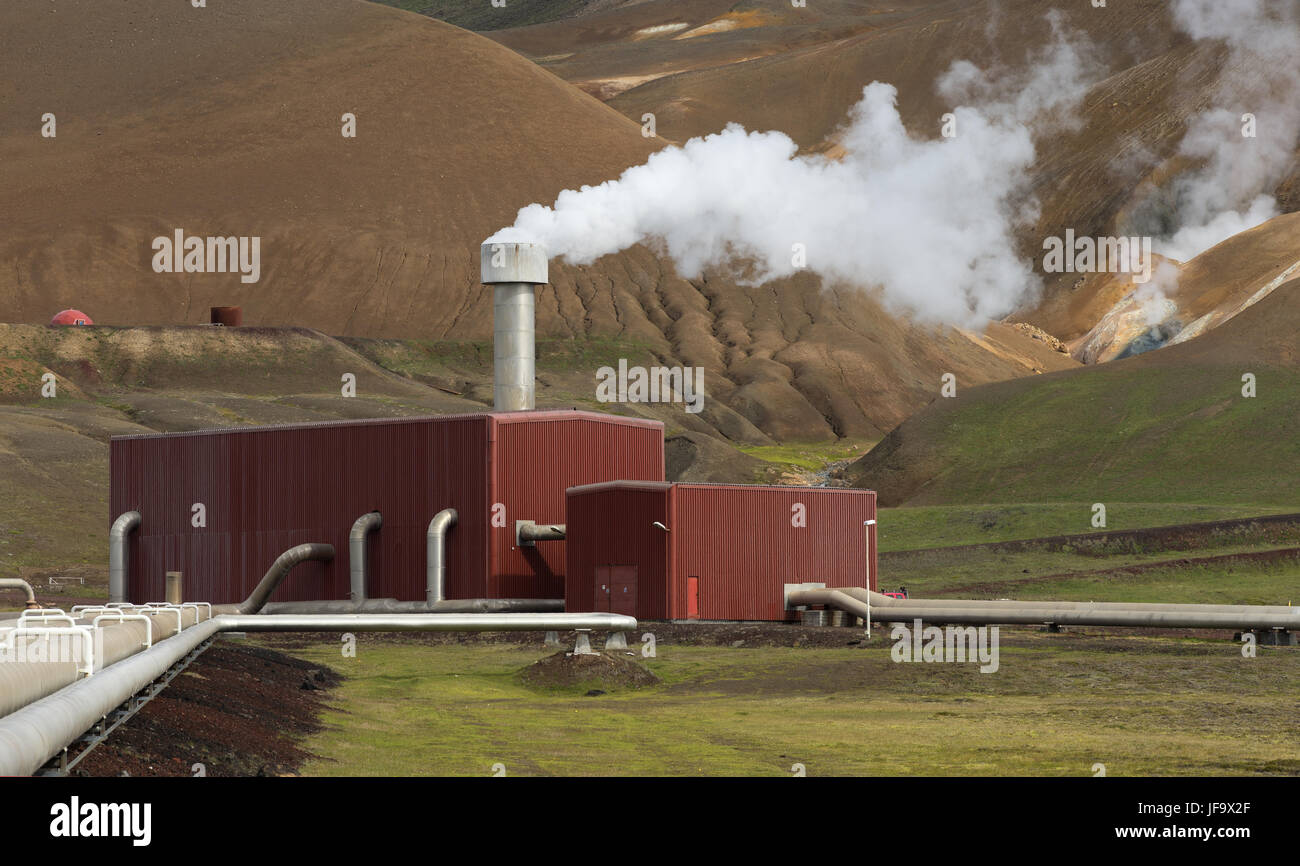Krafla stazione geotermica nel nord dell'Islanda Foto Stock