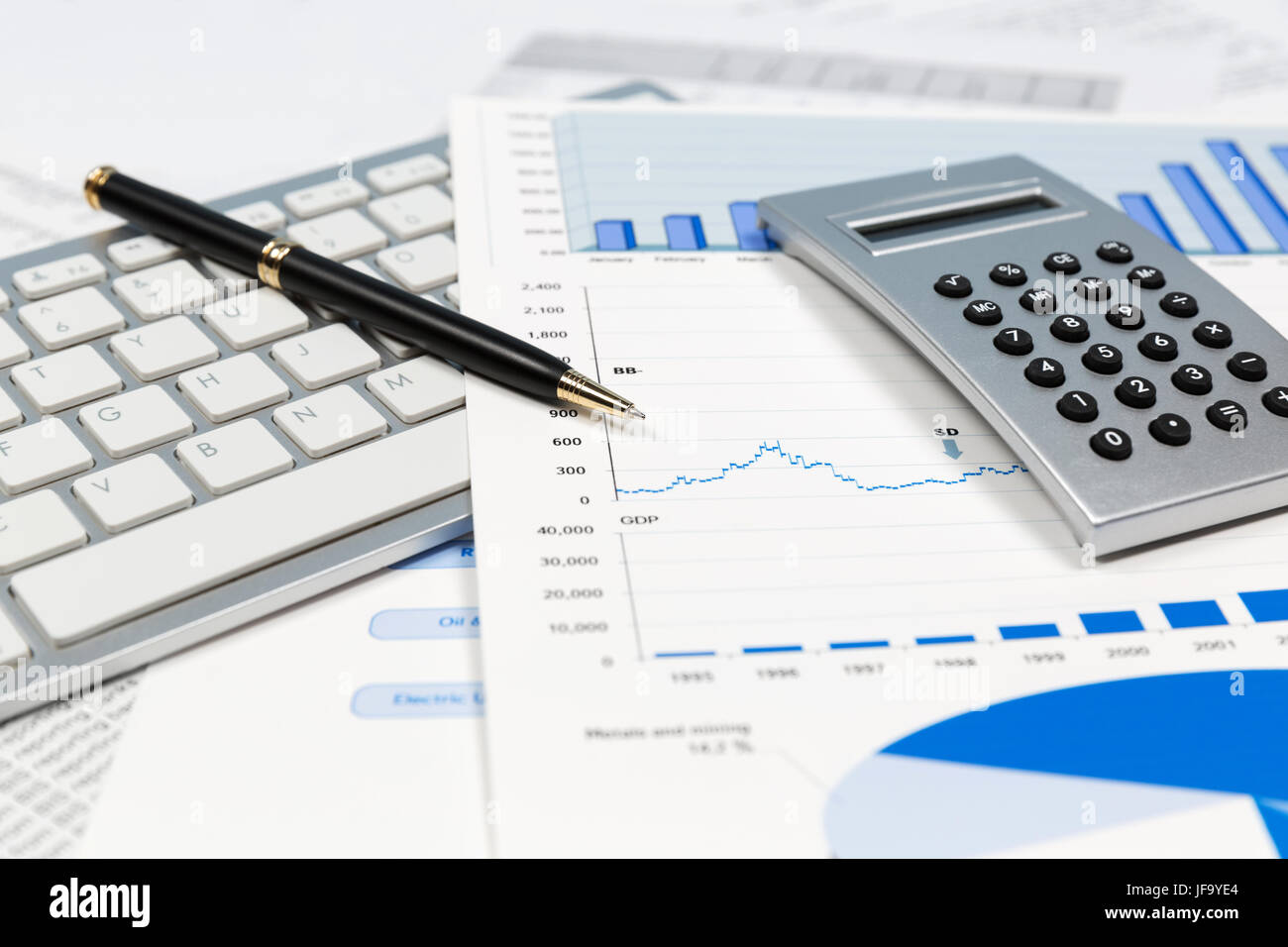 La contabilità finanziaria del mercato azionario analisi grafici Foto Stock
