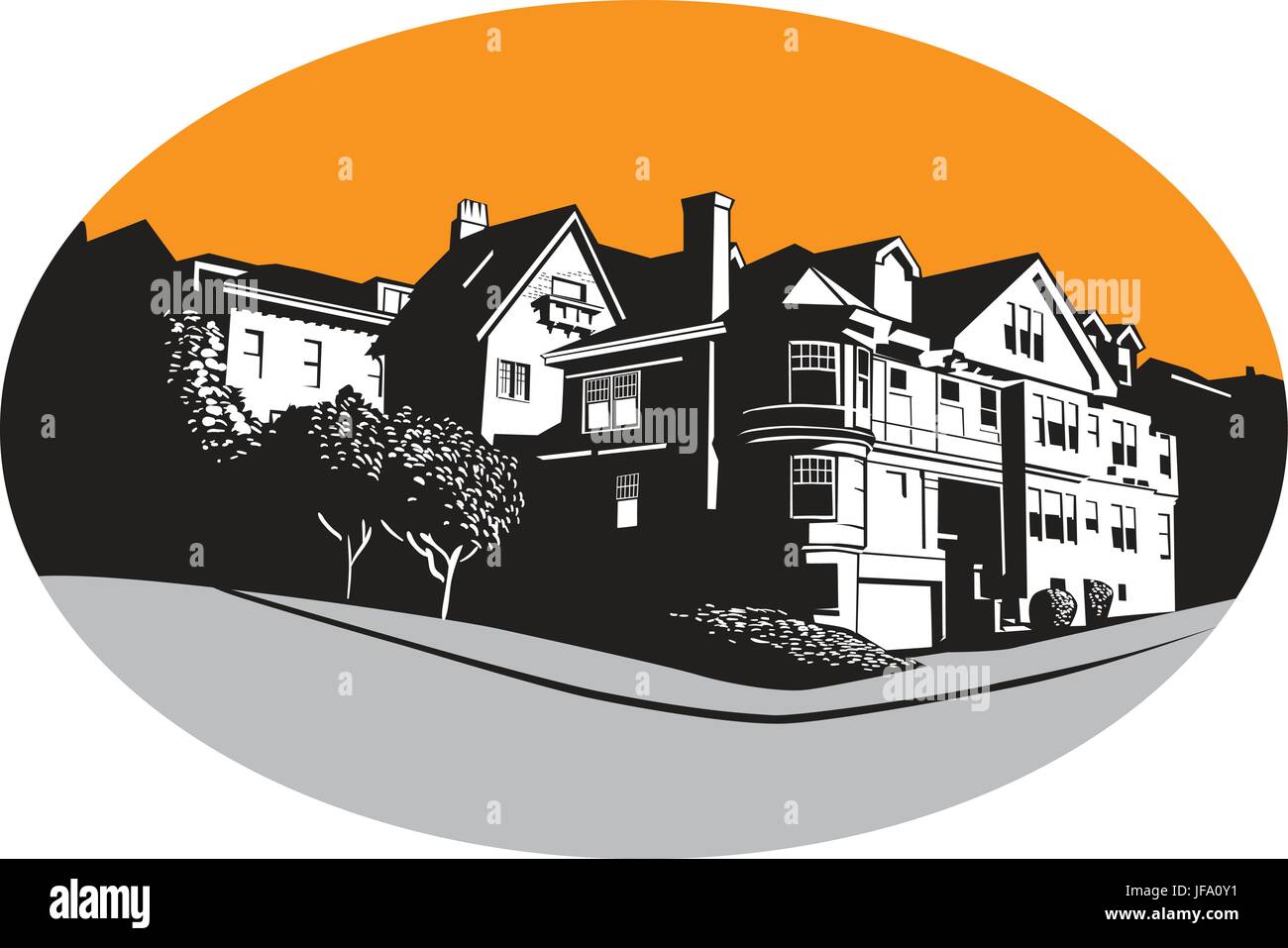 American Mansion House ovale WPA Illustrazione Vettoriale