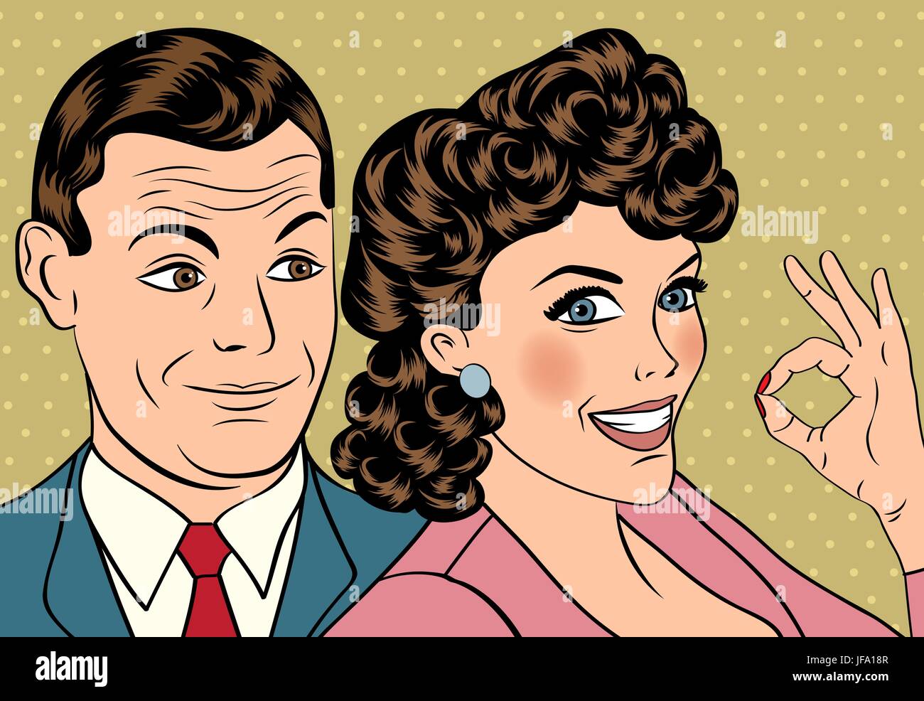 Uomo e donna amore matura in pop art stile fumetto Illustrazione Vettoriale