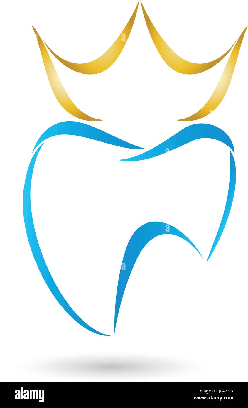 Il dente e il logo di corona,dentista,corona d'oro Illustrazione Vettoriale