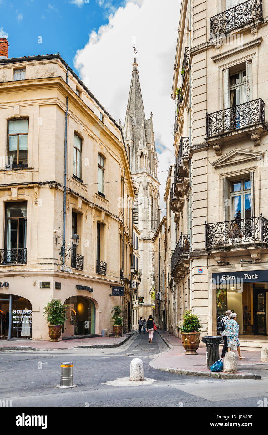 Street nel cuore di Montpellier Foto Stock