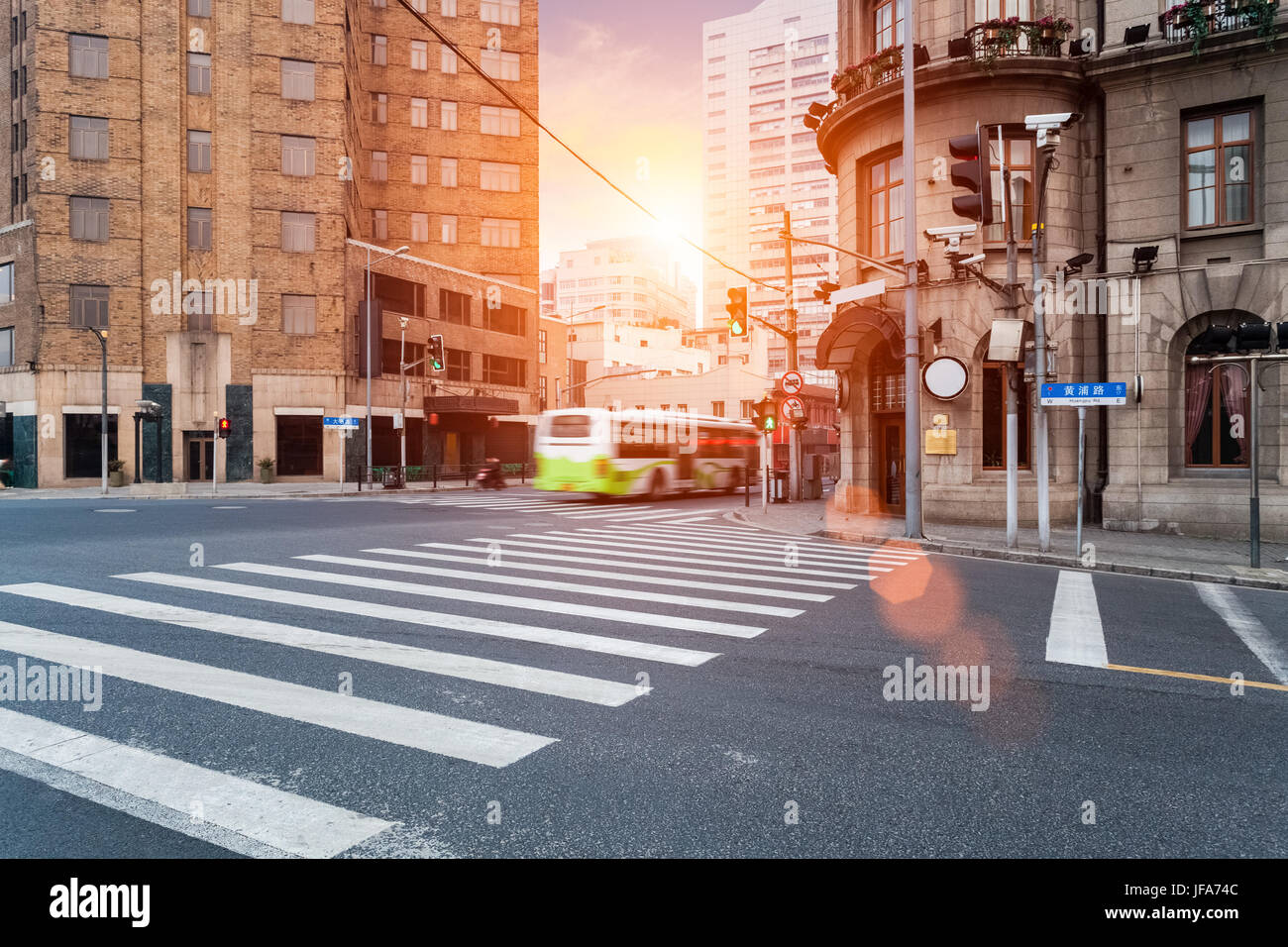 Vecchia Shanghai in sunset Foto Stock