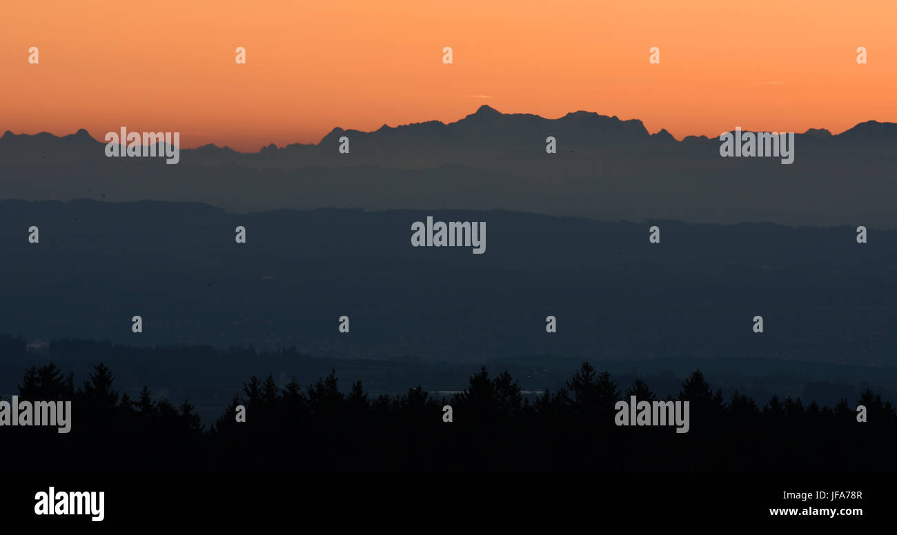 Sunrise, alpi, montagne, Foto Stock