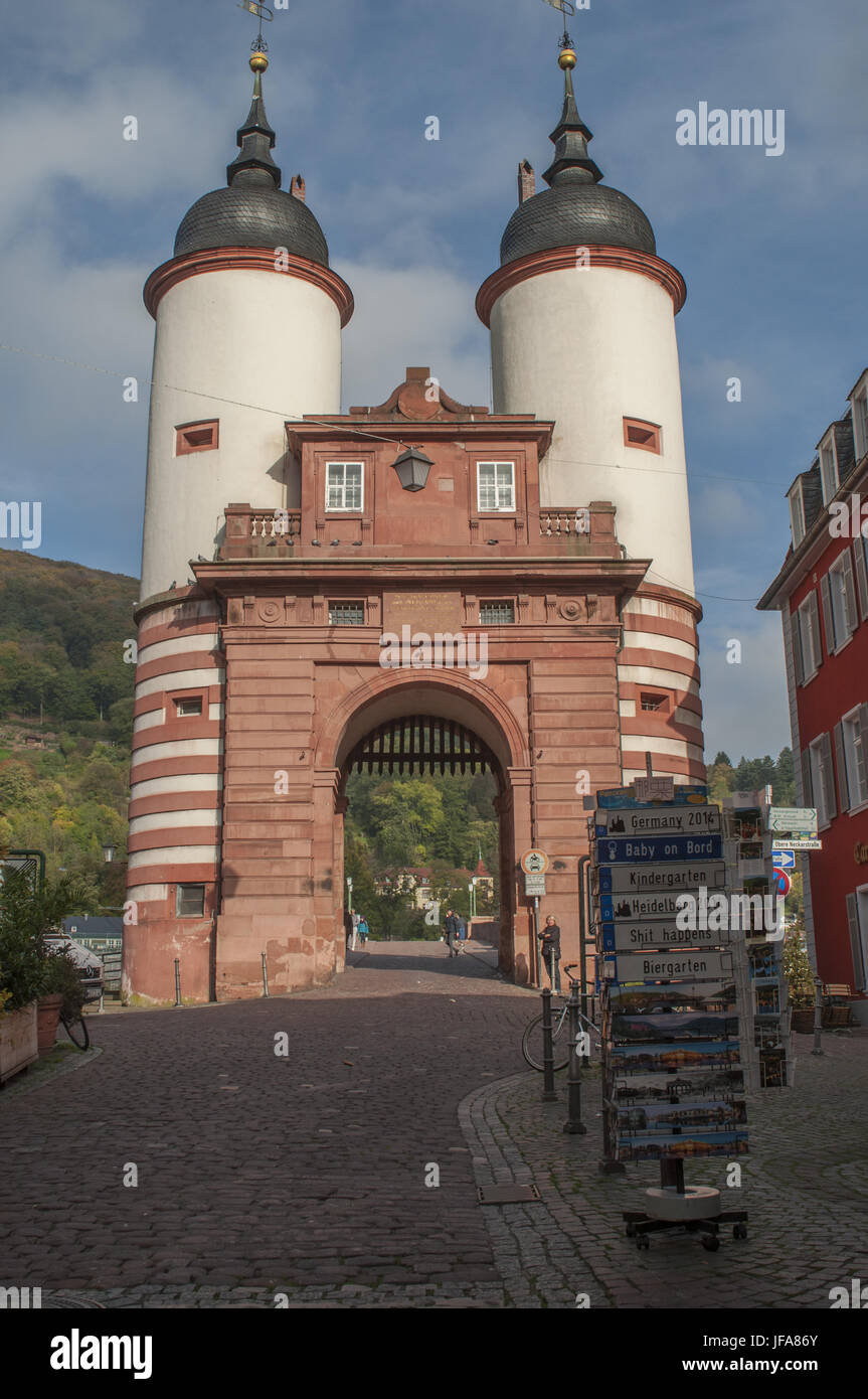 Torre di porta a Heidelberg, Germania Foto Stock