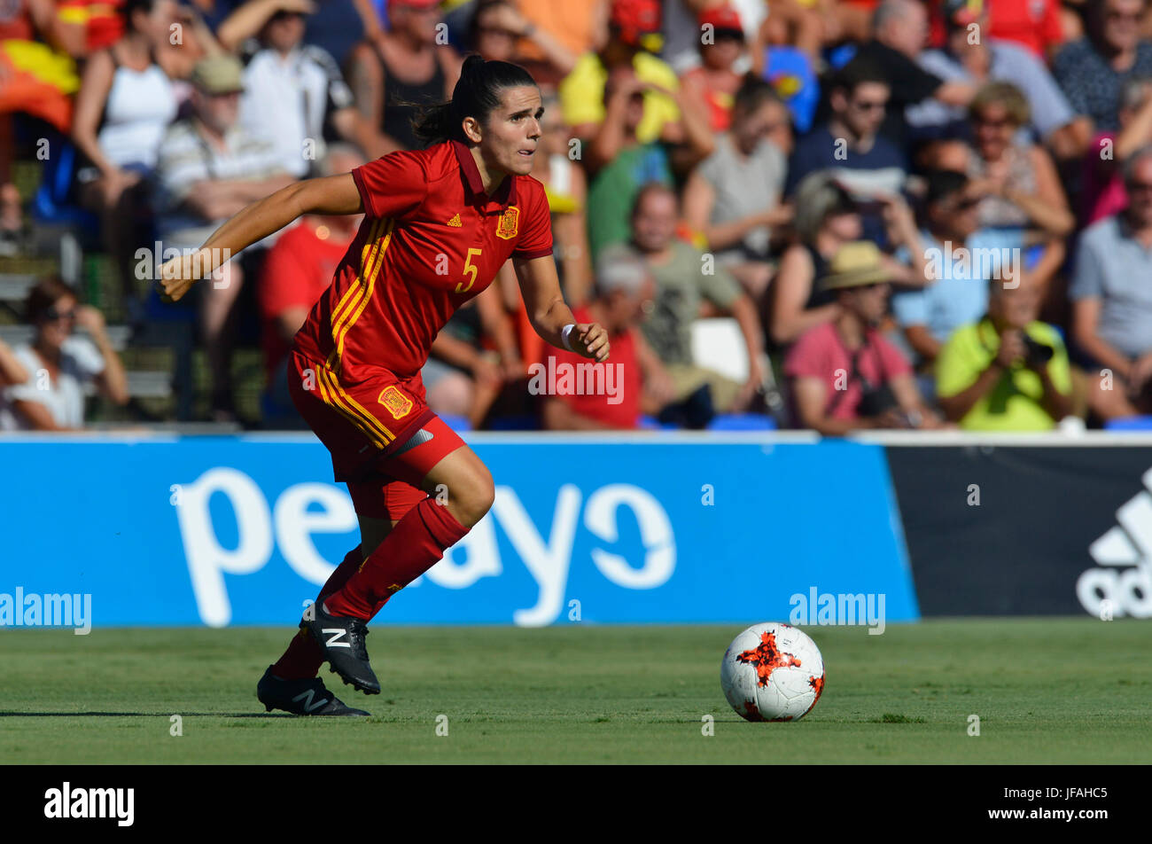 Sarah Wijnants durante una partita amichevole tra la nazionale femminile squadre di Spagna contro il Belgio in Pinatar Arena, Murcia, Spagna. Venerdì, 30 giugno 2017 Foto Stock