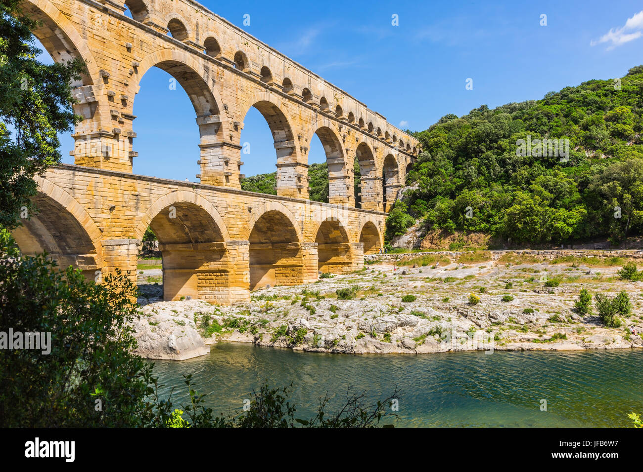 L acquedotto di epoca romana Pont du Gard Foto Stock